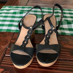 Brand New Black T-Strap Wedges